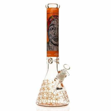 9mm Orange Icons Glass Bong 16"